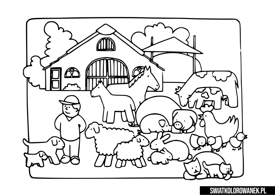 Раскраски ферма с животными