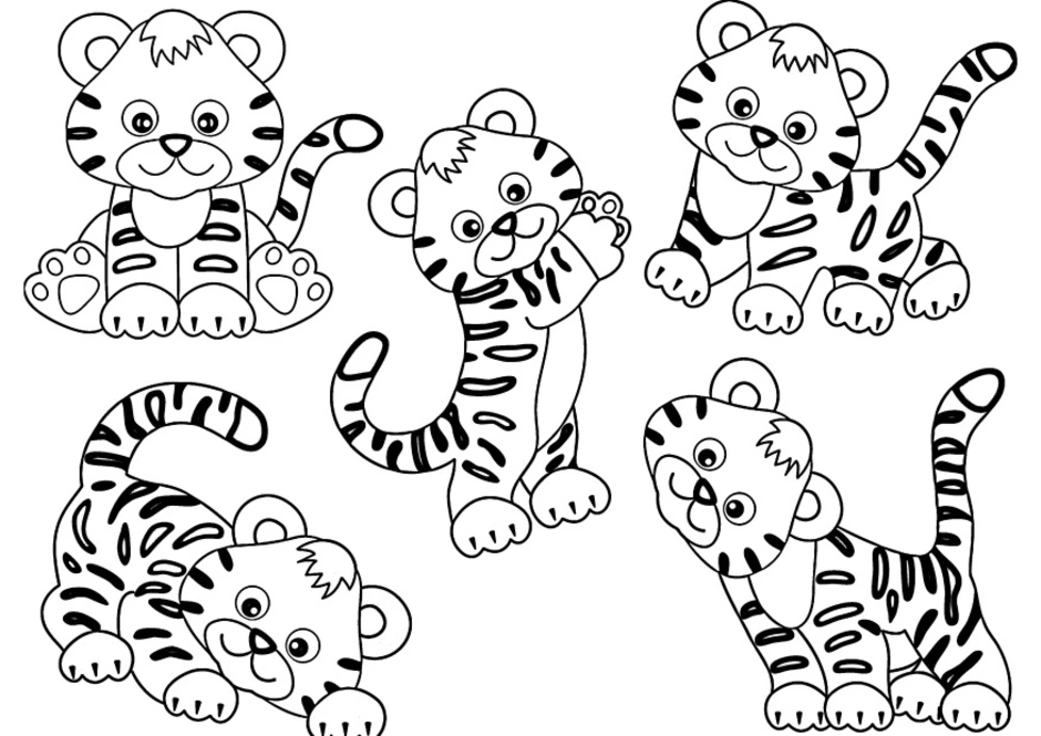 Раскраска для детей тигренок