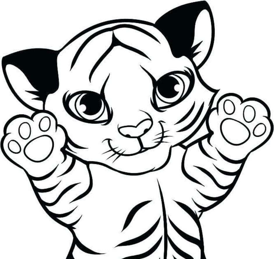 Раскраска тигрёнок для детей 5 лет