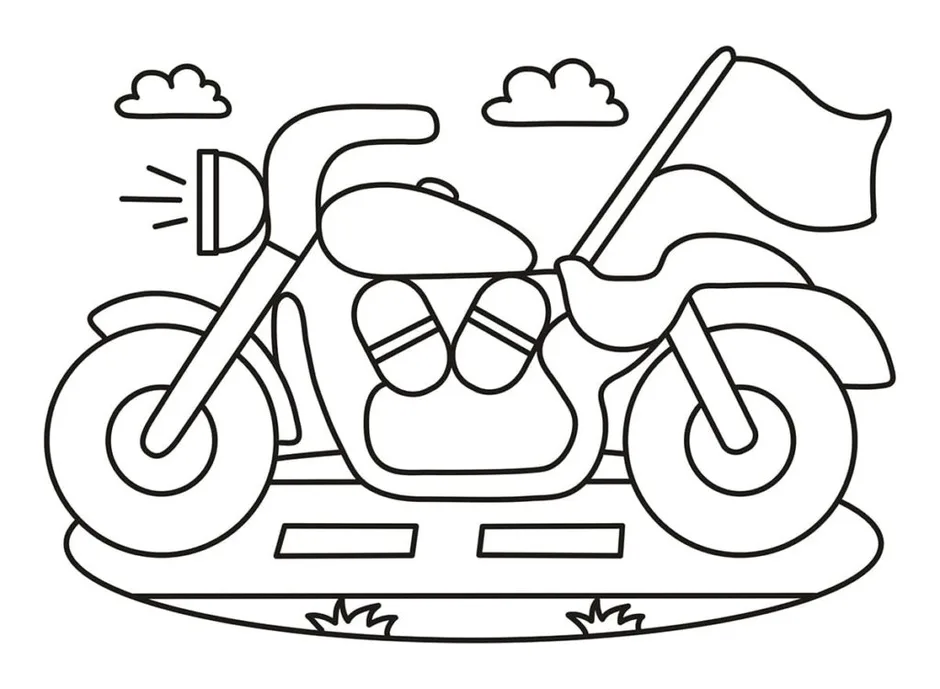 Мотоцикл раскраска для малышей
