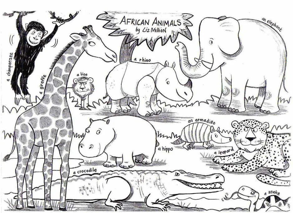 Африка раскраска для детей