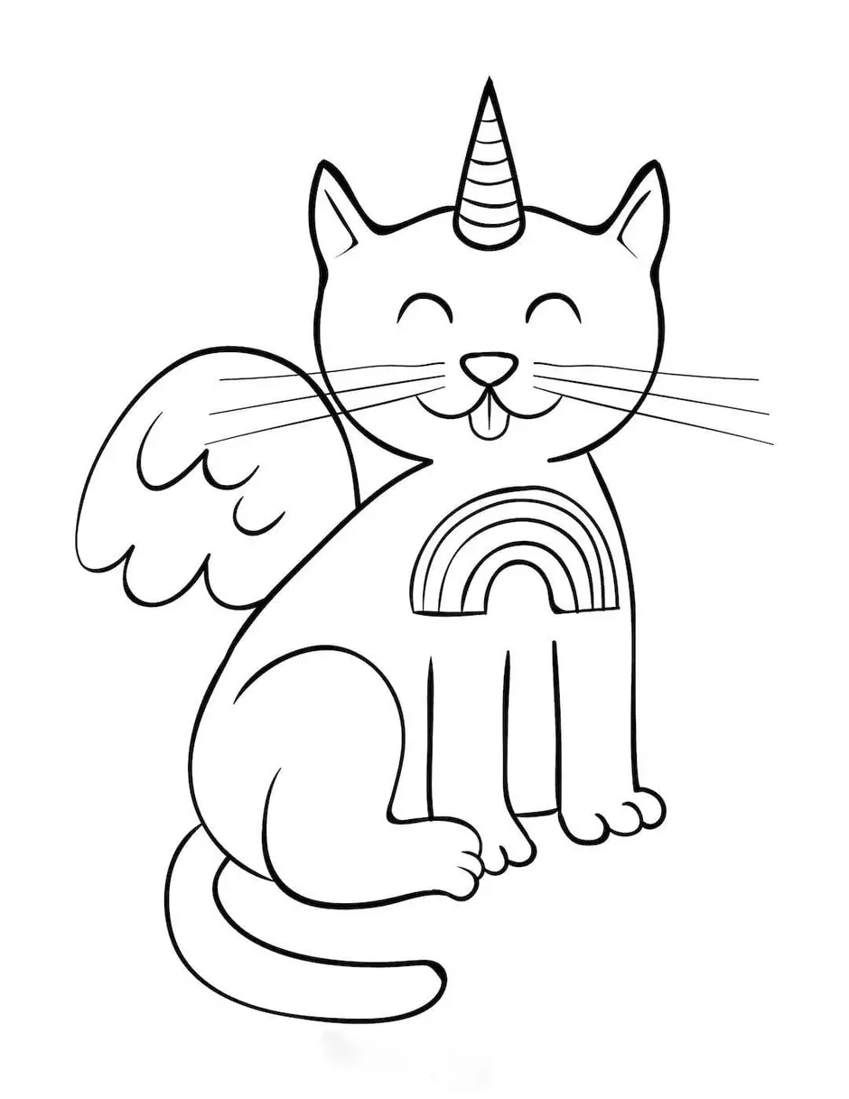 Котик единорог рисунок карандашом для детей