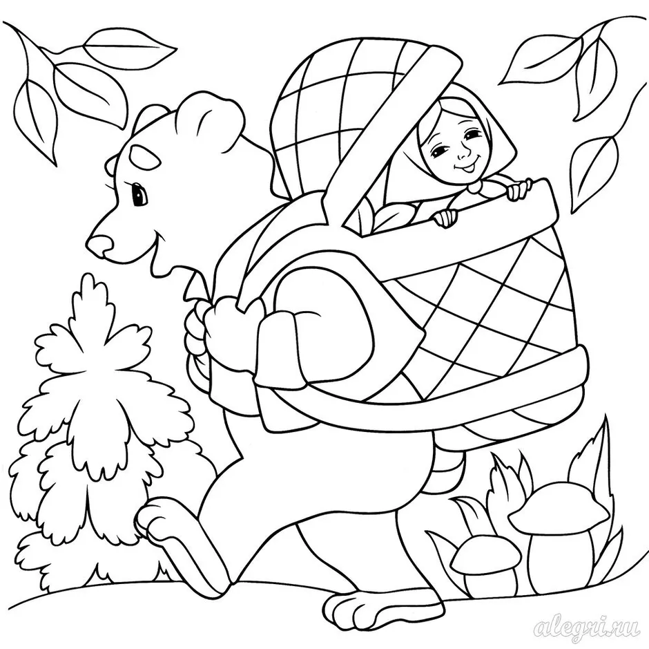 Маша и медведь Сказки раскраска для детей