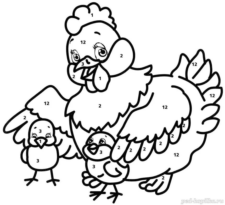 Раскраска курица для детей наседка