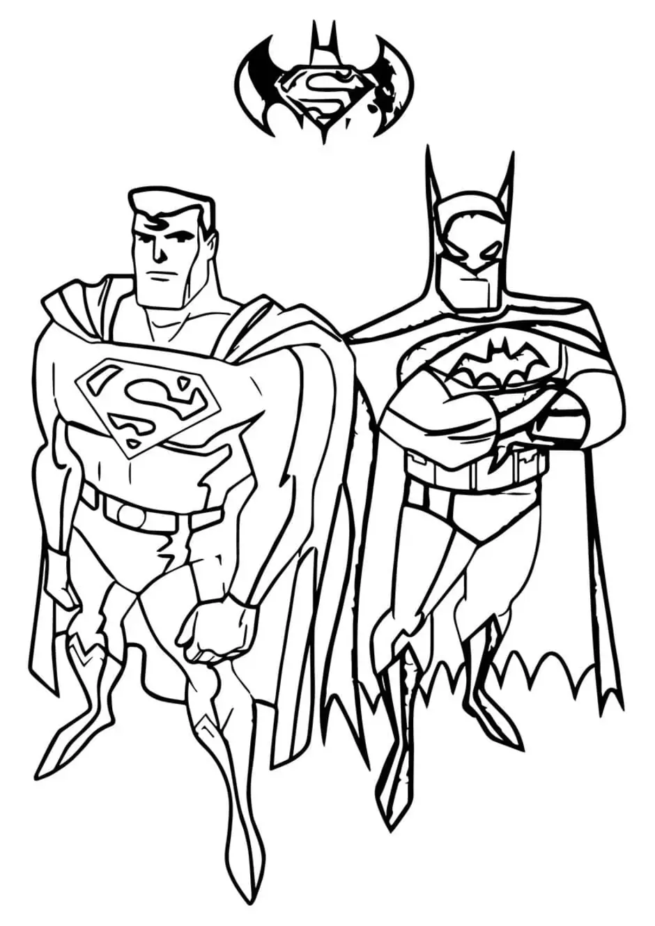 Раскраска бэтмен и супермен
