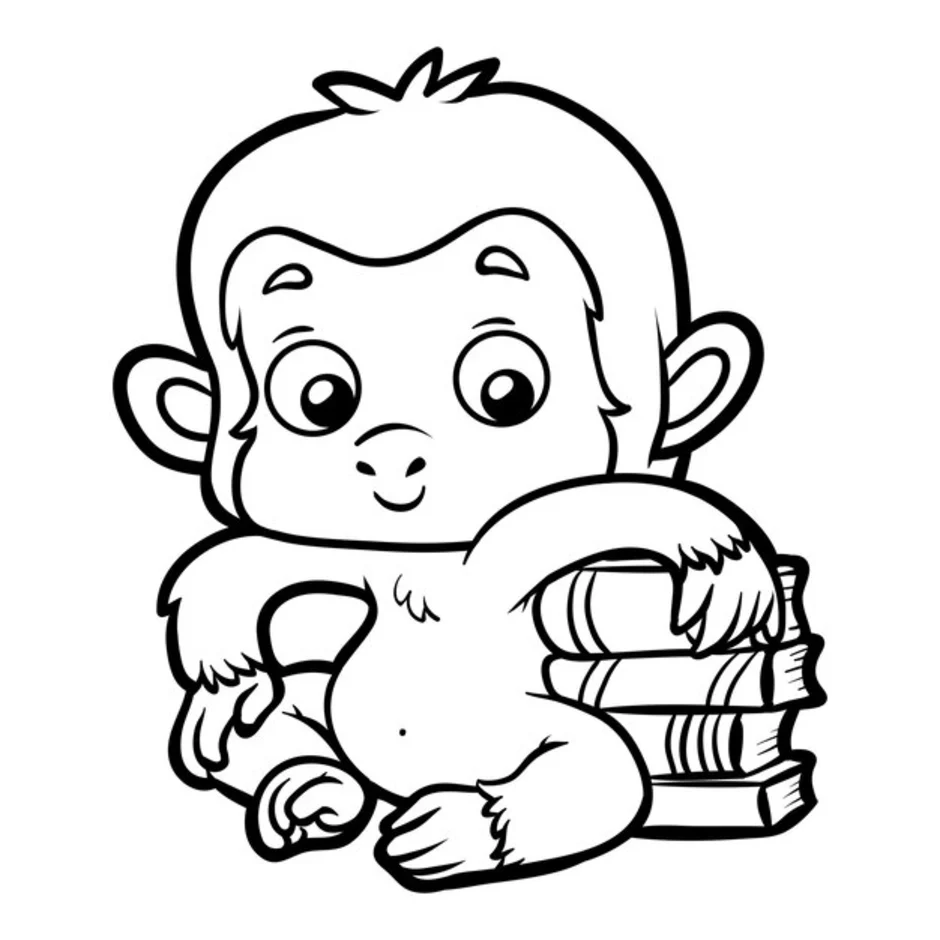 Раскраска обезьяна для детей