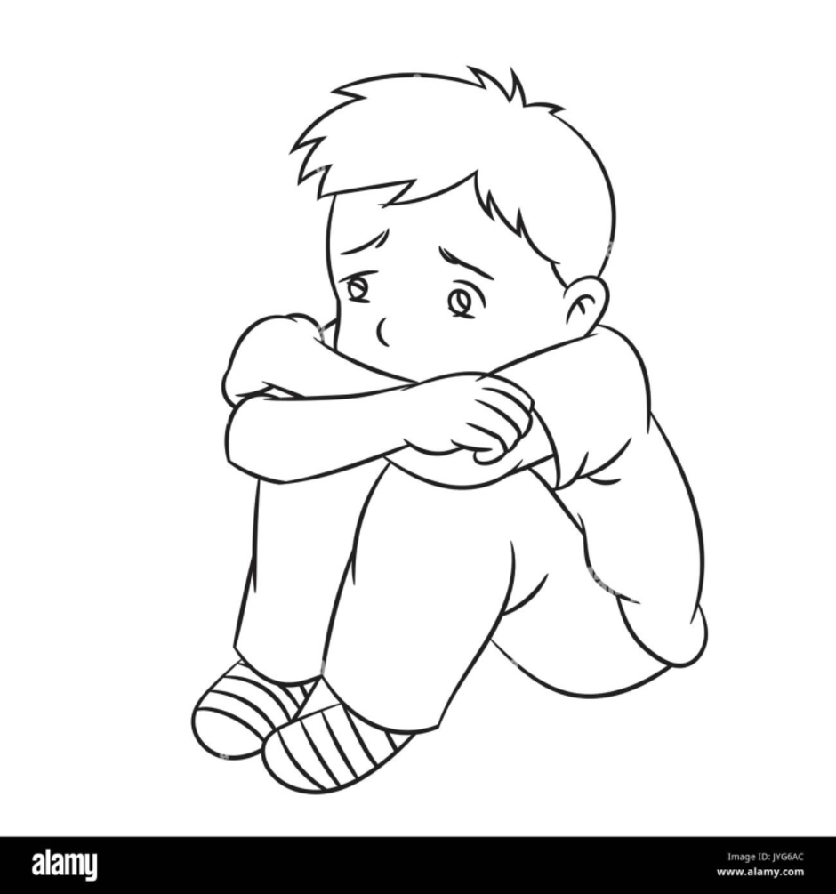 Раскраска грустный ребенок