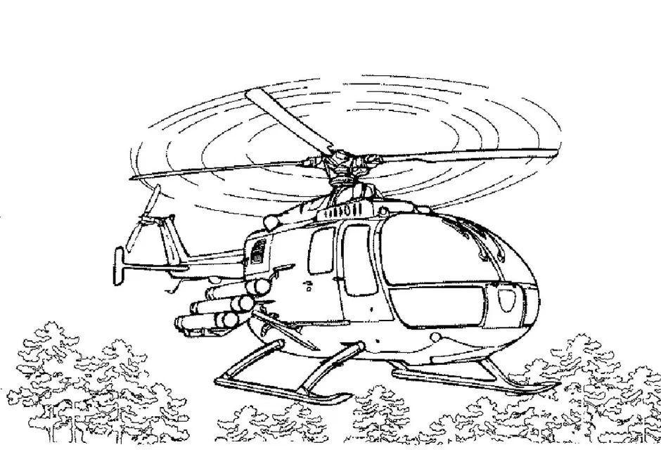 Военный вертолет раскраска