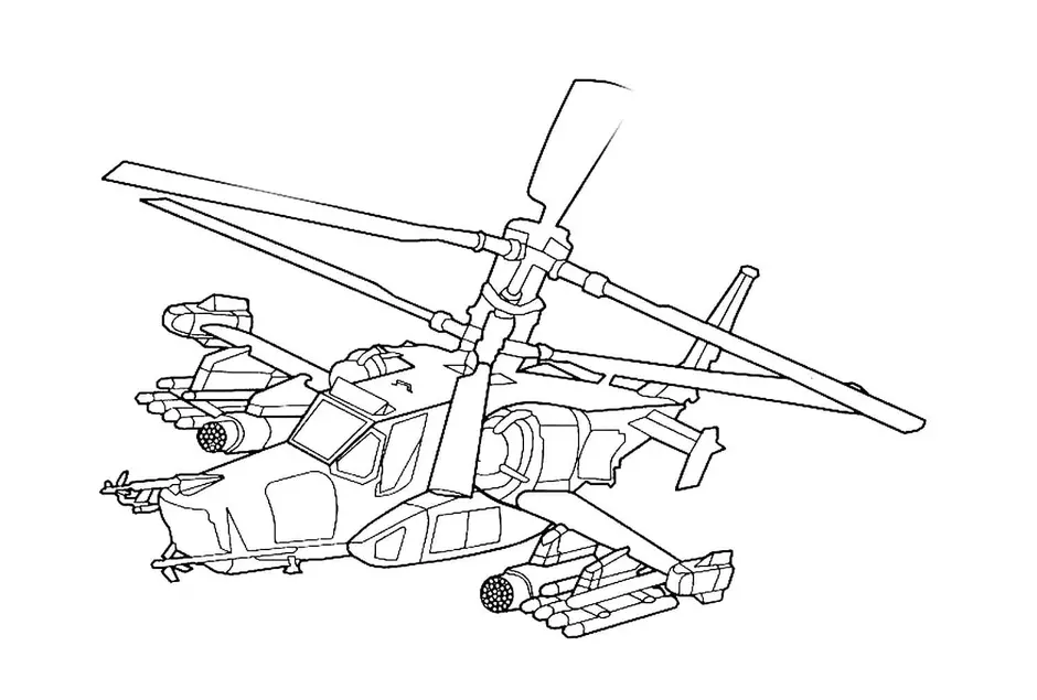 Военный вертолет раскраска для детей