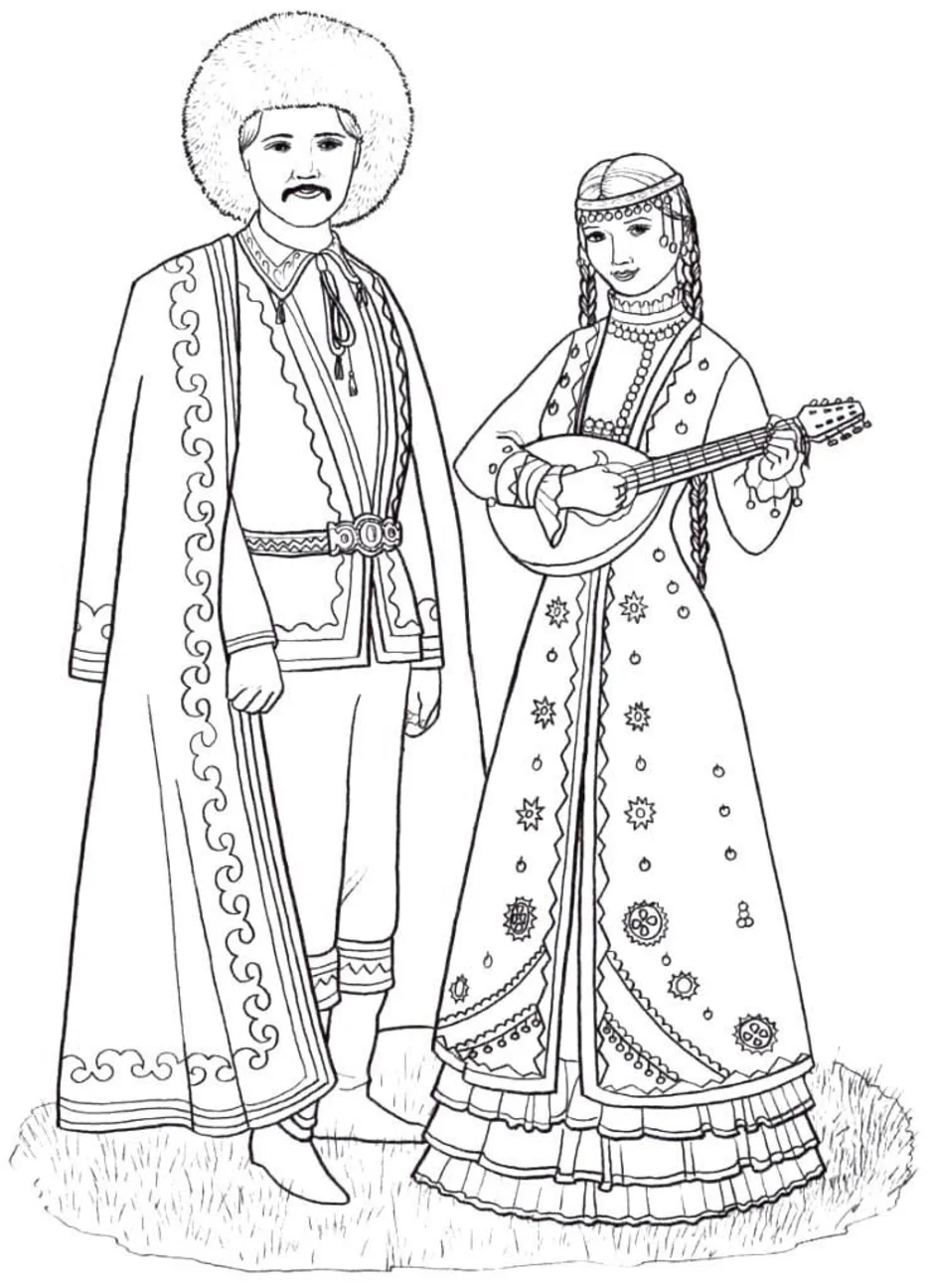 Национальный костюм татаров раскраска