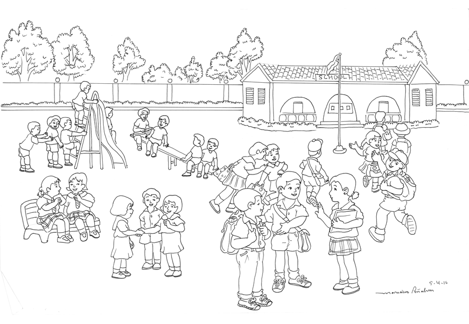 Дети в парке раскраска