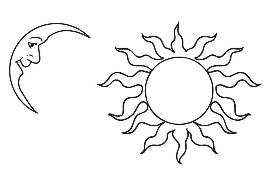 Раскраска для детей солнце