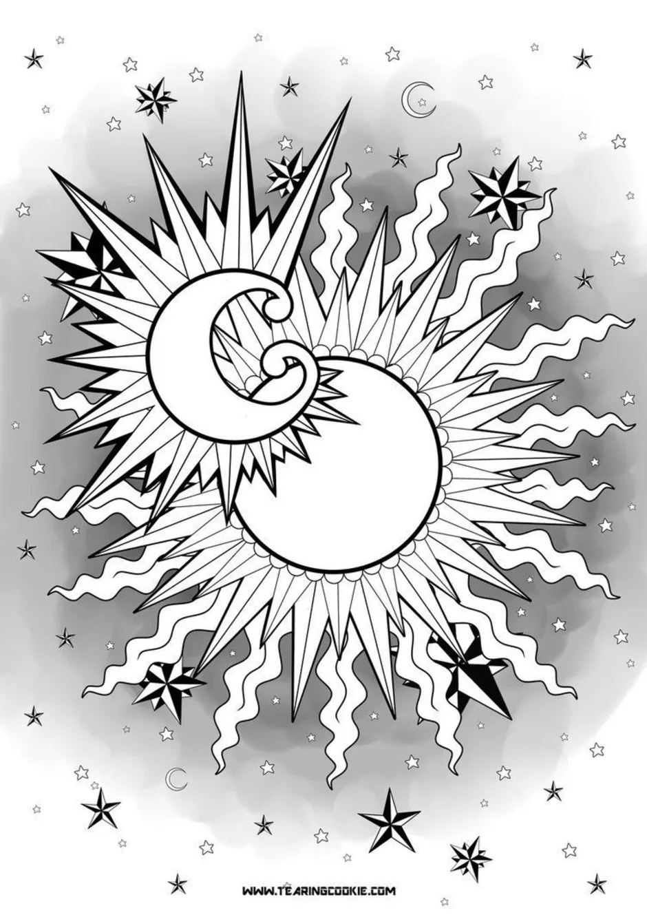 Рисунок солнце и луна