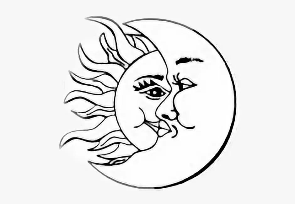 Луна и солнце рисунок