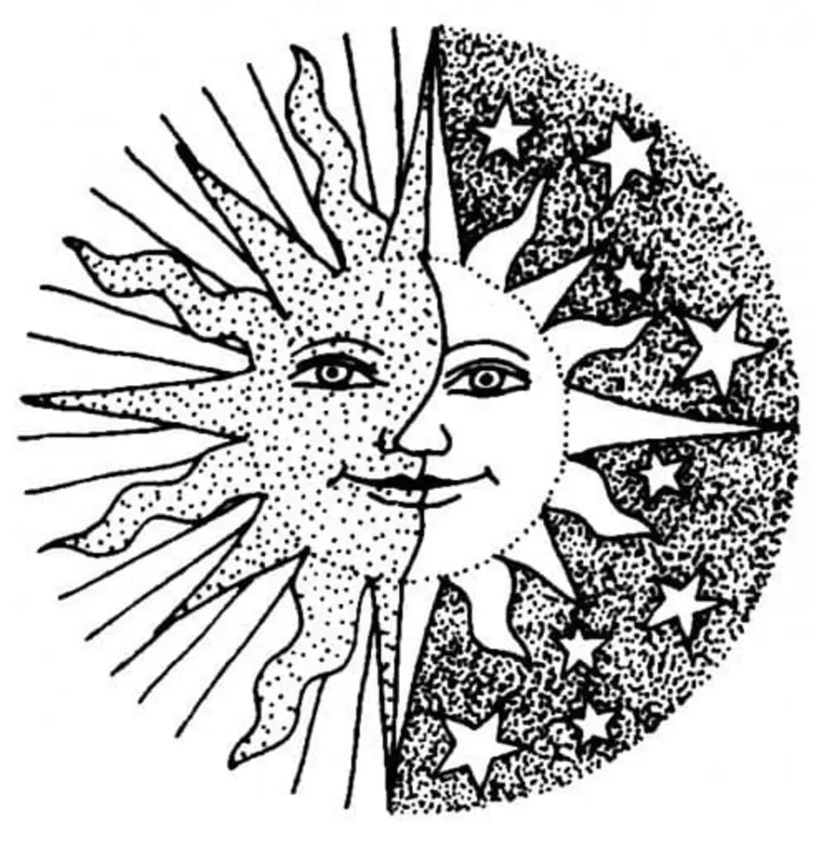 Солнце и луна графика рисунок