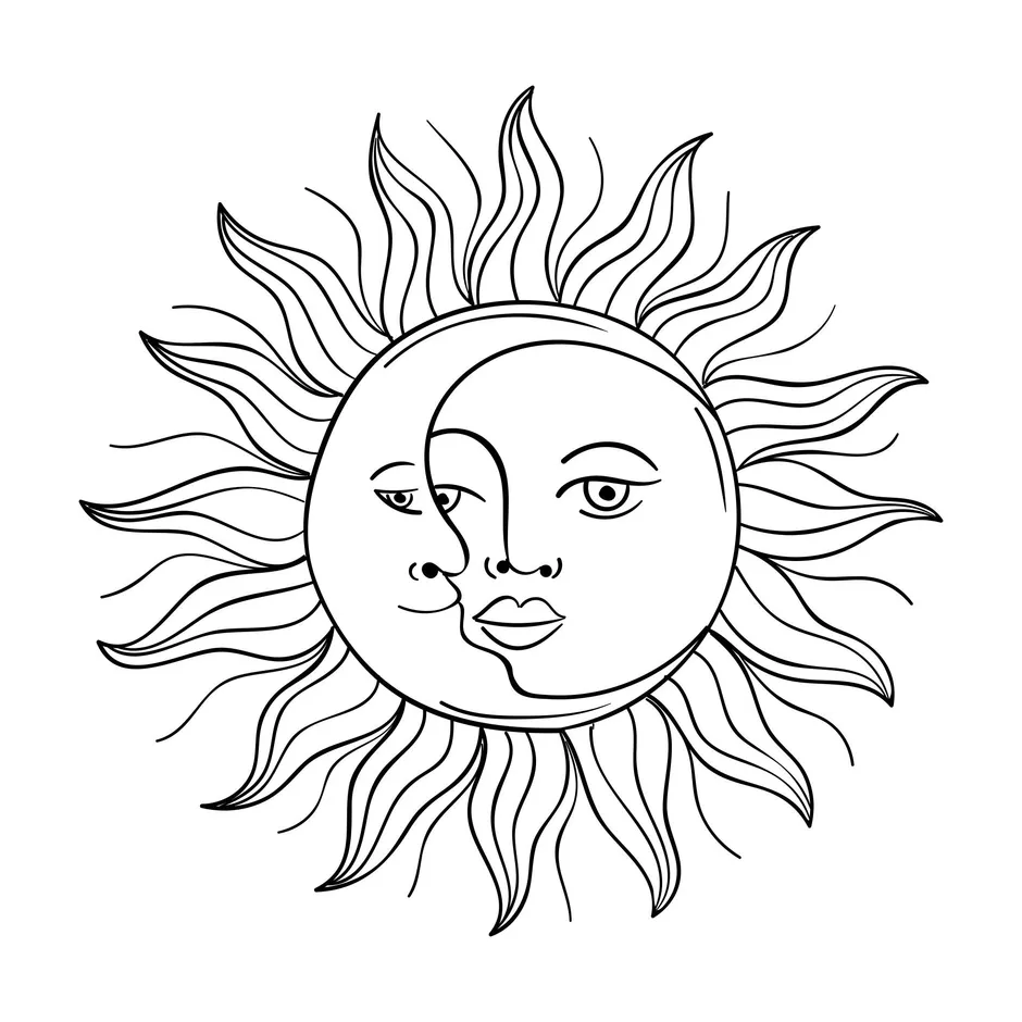 Солнце контурный рисунок