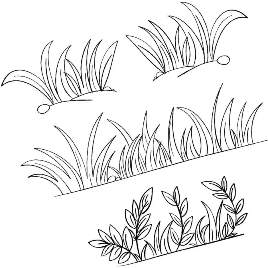 Трава раскраска