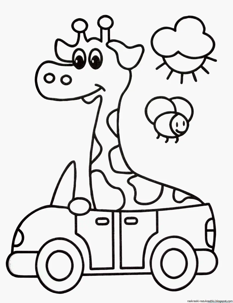 Машинка с жирафом раскраска
