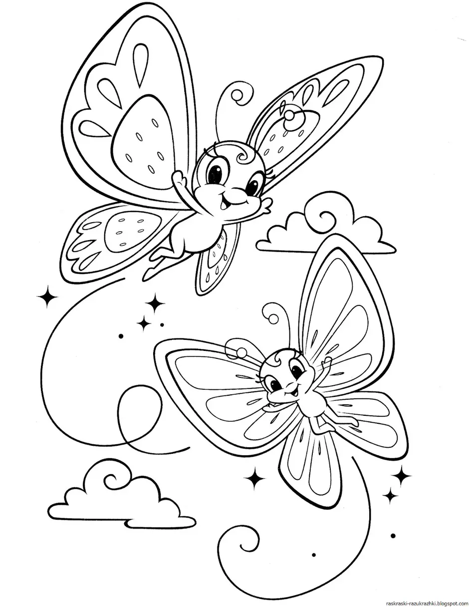 Раскраски бабочки для девочек