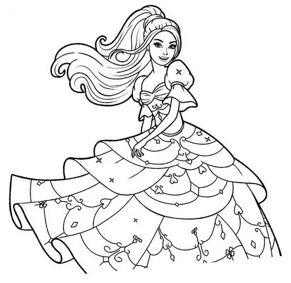 Барби принцесса раскраска