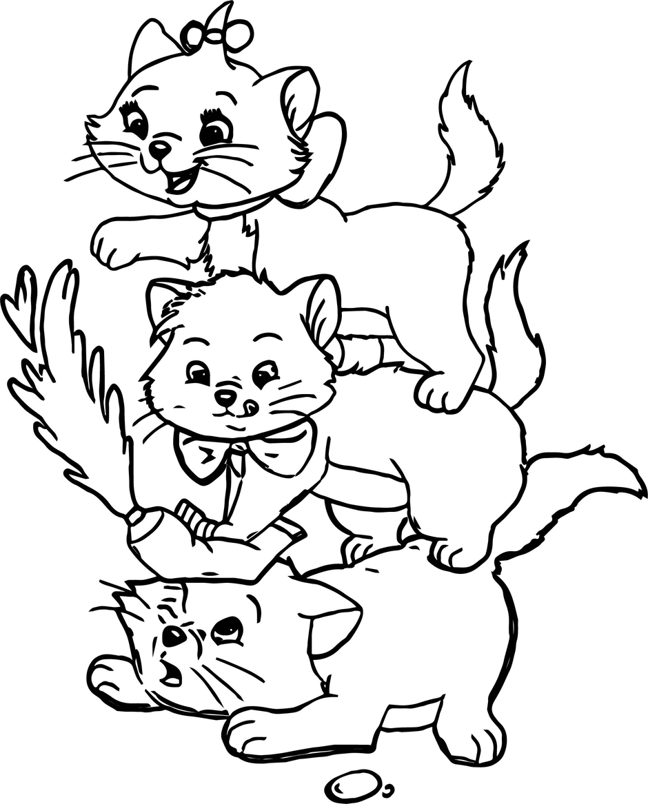 Три кошки раскраска для детей