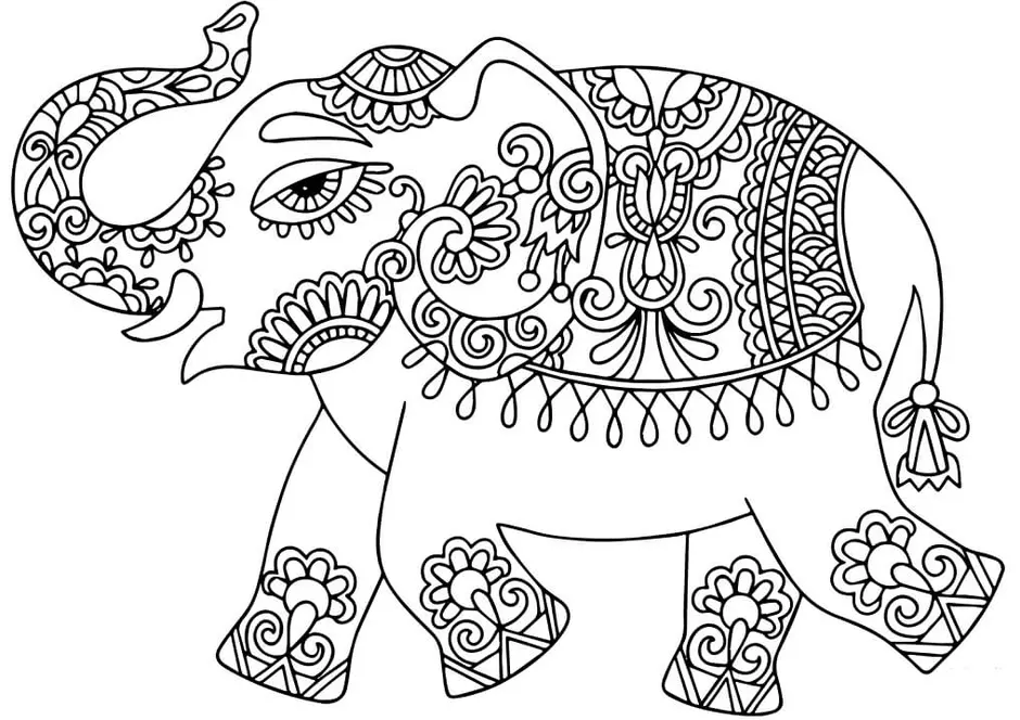Индийский слон шаблон