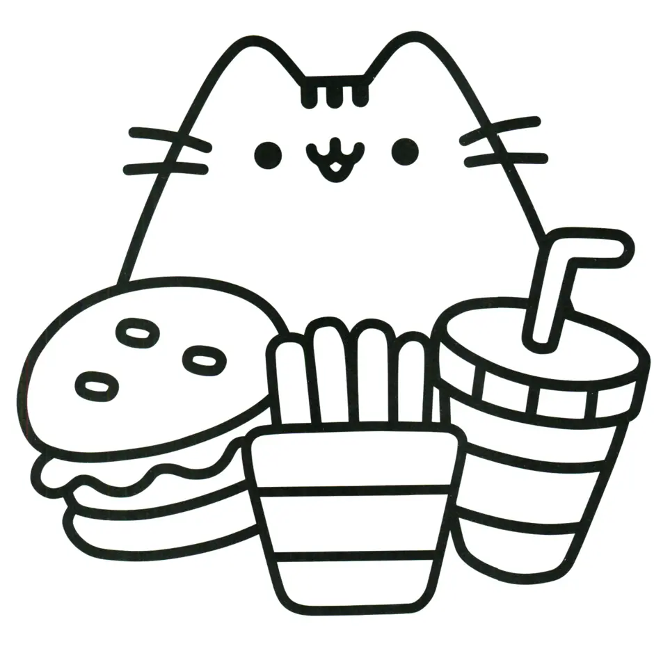 Раскраски котики с едой