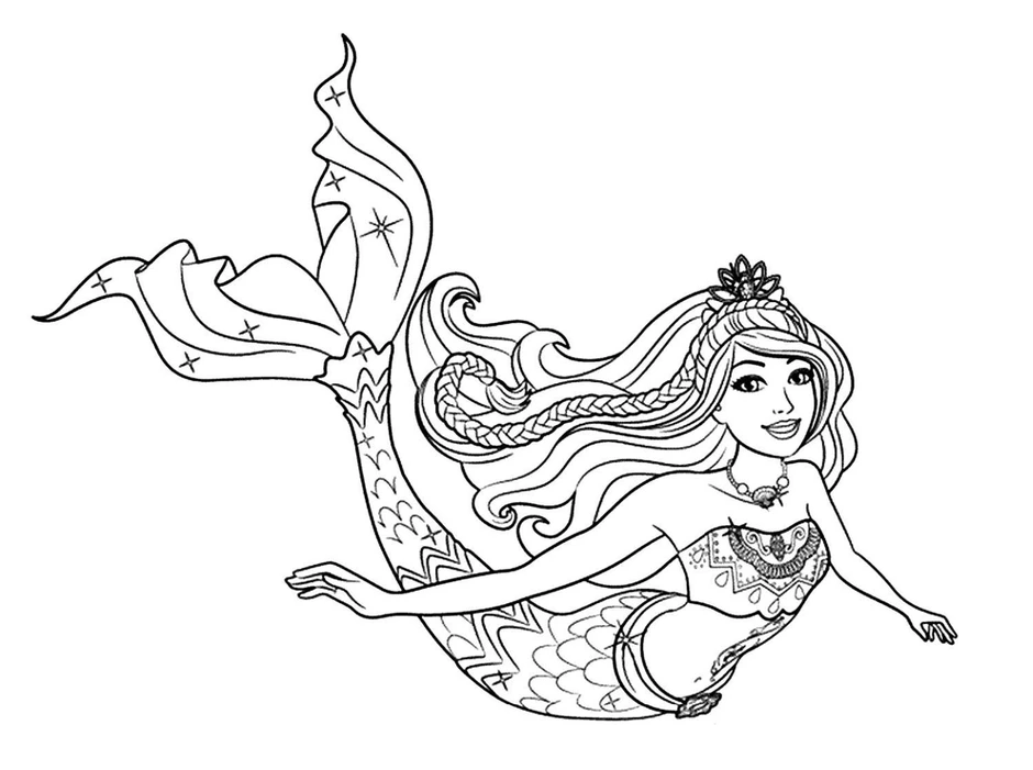 Разукрашка барби русалка принцесса