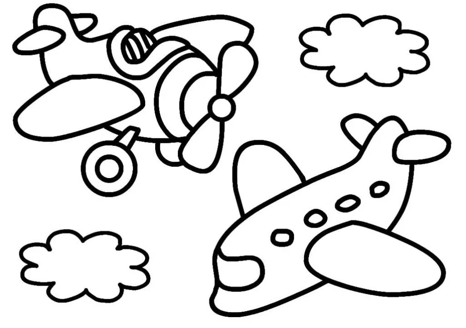 Самолет раскраска для малышей