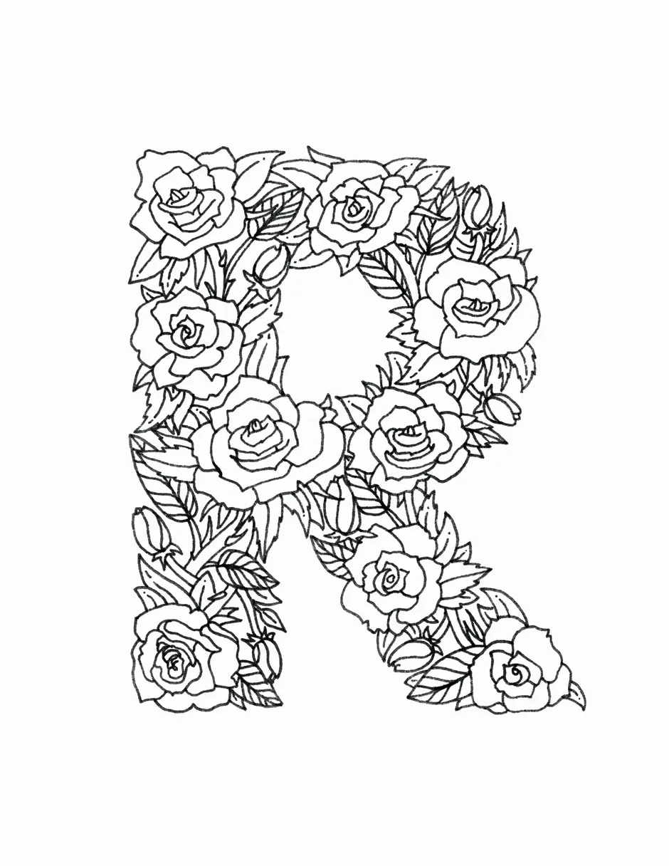 Hand drawing floral алфавит