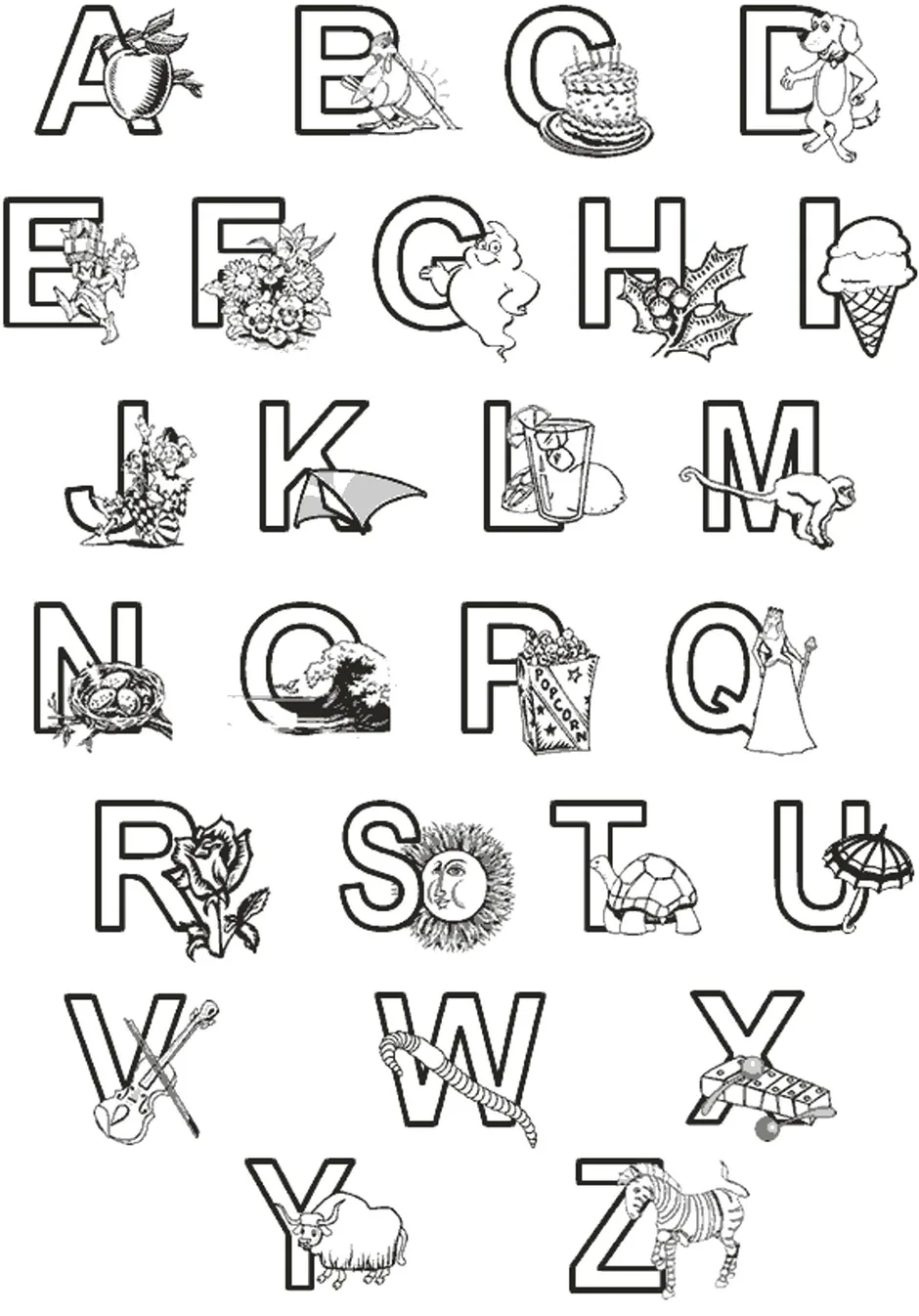 Алфавит для детей раскраска