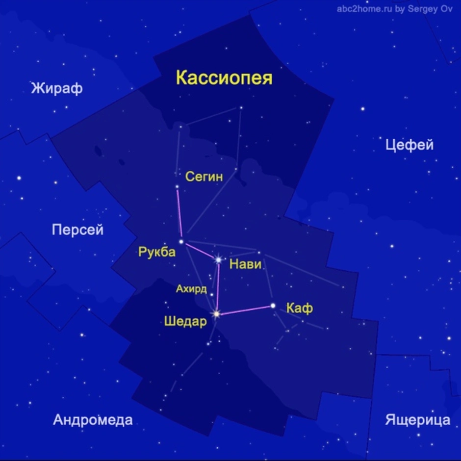Как называется северное созвездие. Звезда Сегин Кассиопея. Самая яркая звезда в созвездии Кассиопея. Созвездие трон Кассиопеи. Схема звезды Кассиопея.