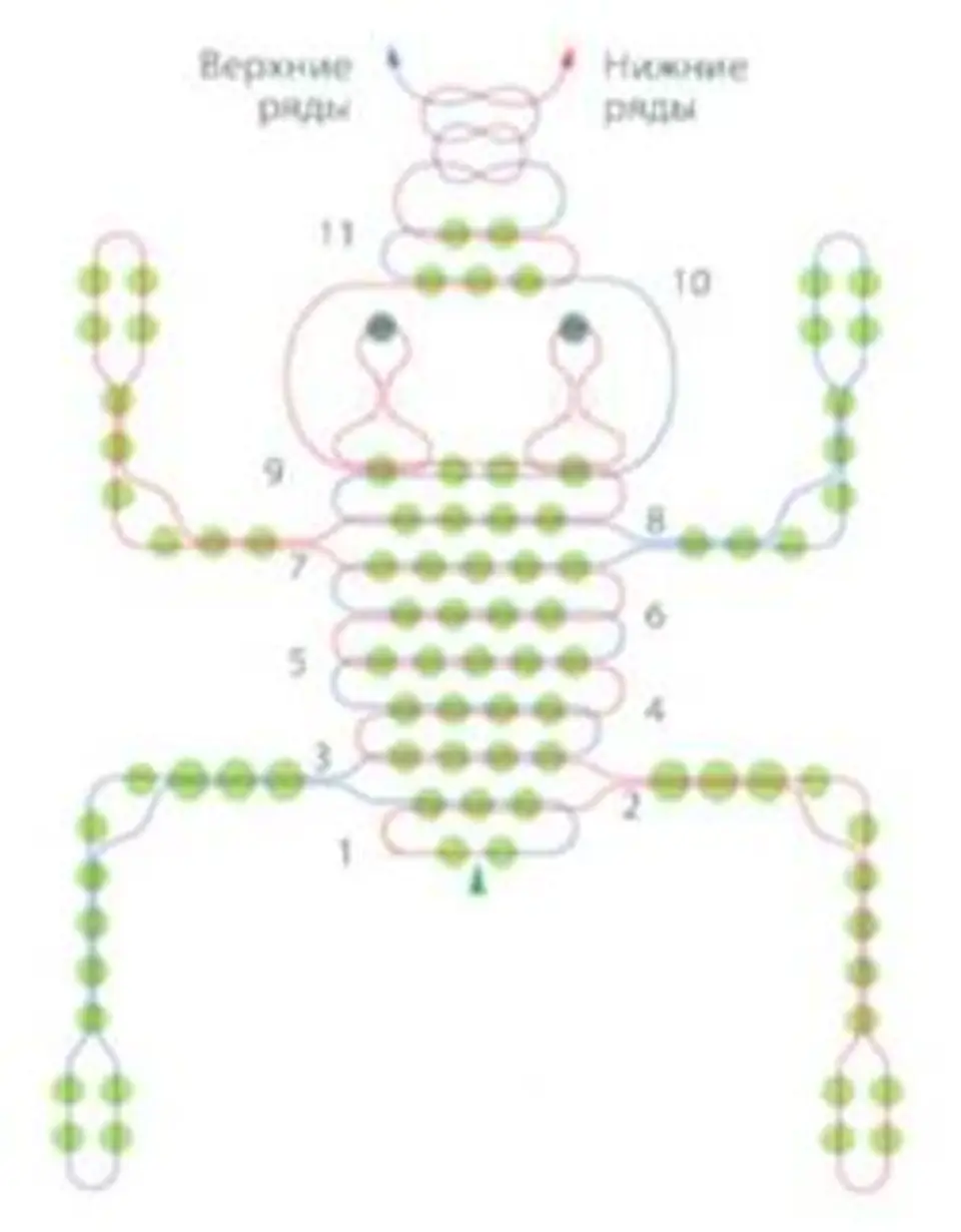 Плетение лягушка. Лягушка из бисера схема плетения для начинающих. Схемы плетения из бисера кольца для начинающих лягушка. Жабка из бисера параллельным плетением. Схема плетения жабки из бисера.