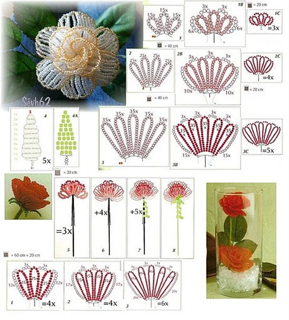 Пошаговая схема роз из бисера. Плетение розы из бисера схемы для начинающих пошагово. Плетение розы из бисера схемы для начинающих. Розы из бисера схемы плетения.