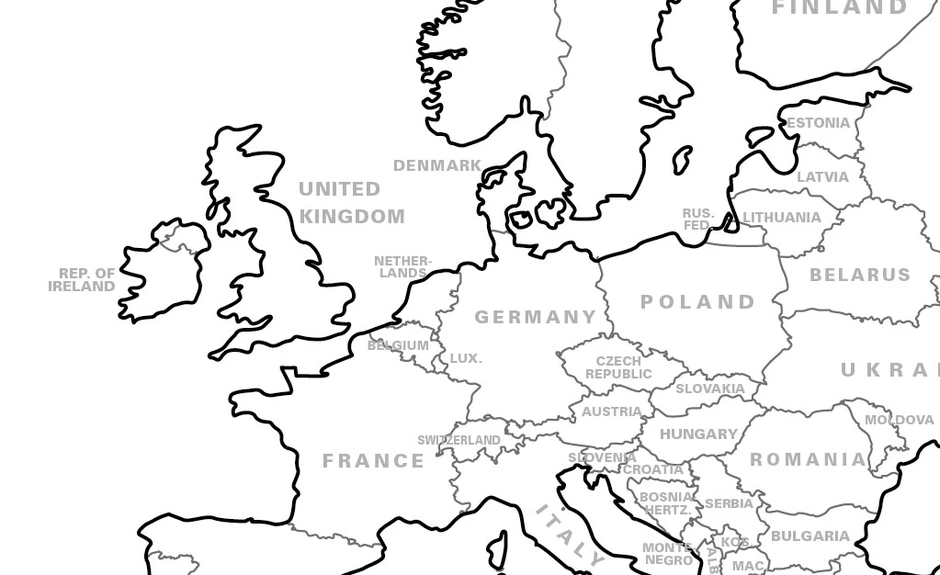 Политическая карта европы раскраска