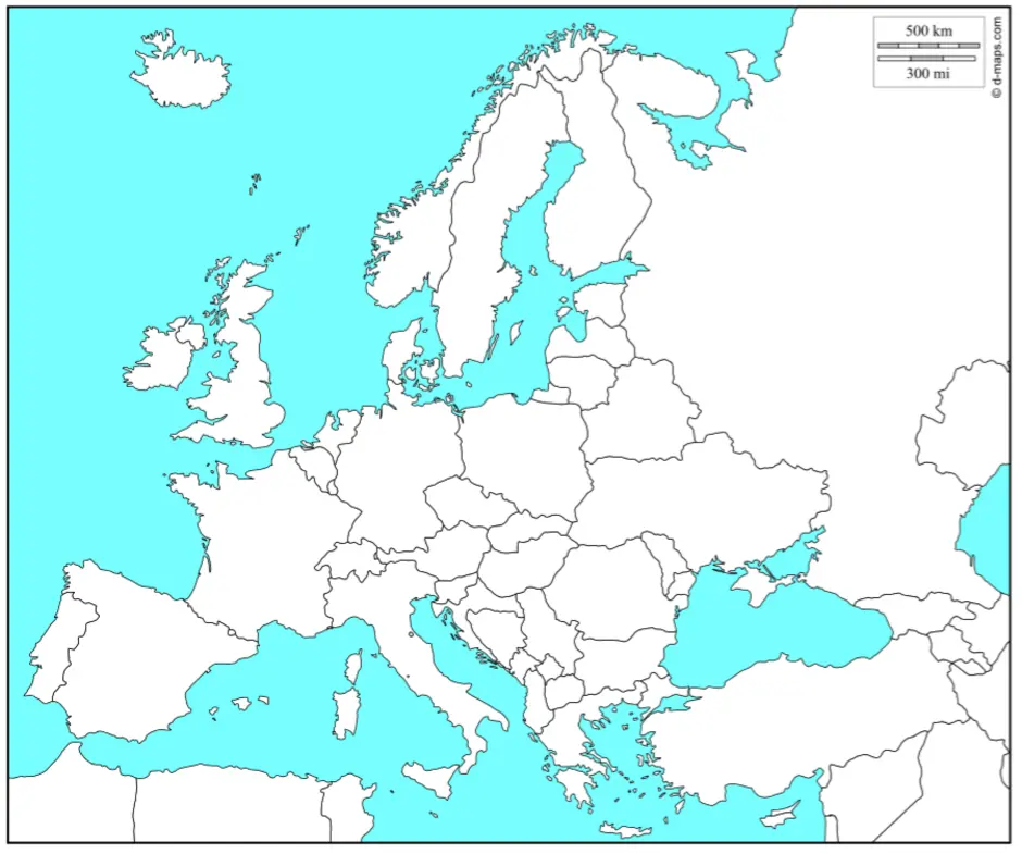 Контурная политическая карта европы 1939
