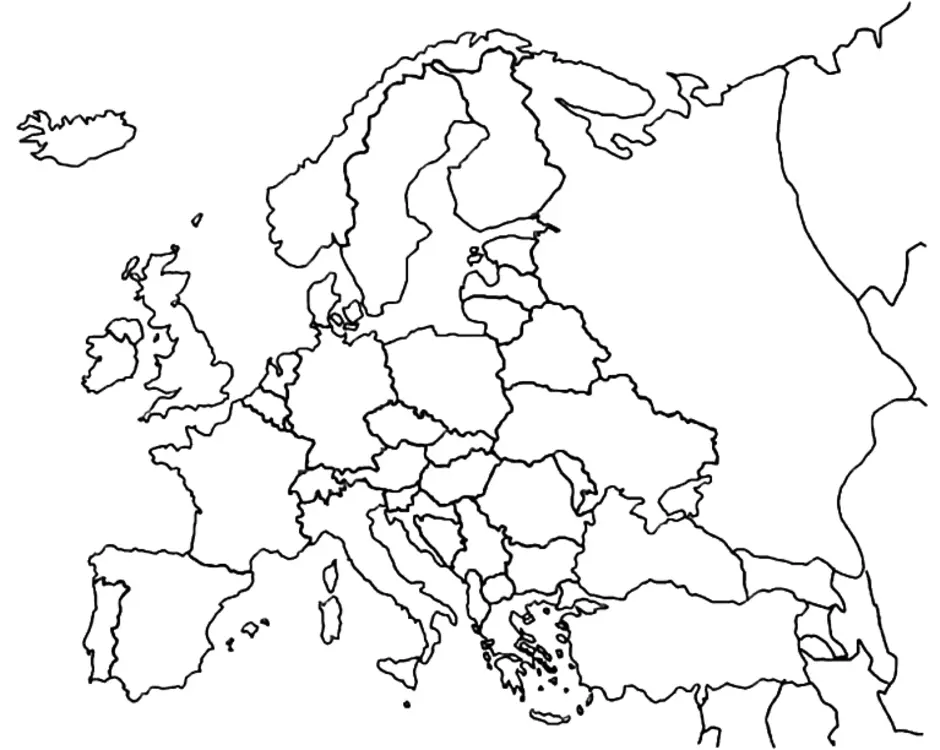 Контурная карта европы для печати