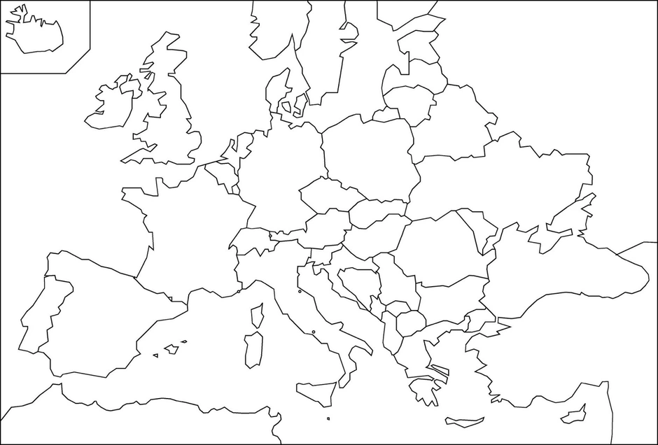 Карта европы контурная