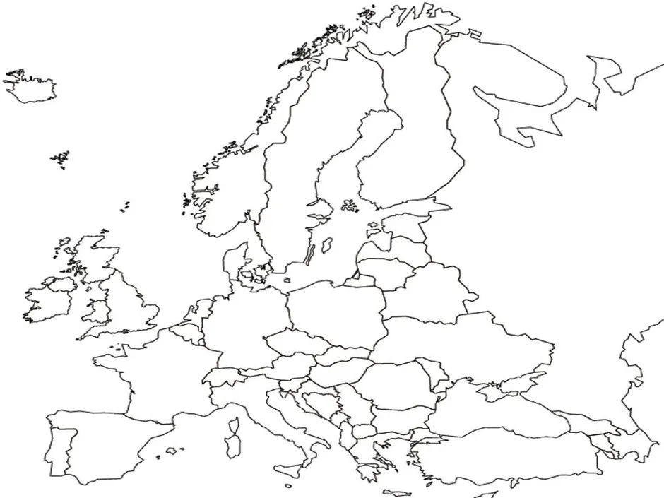 Европа контурная карта