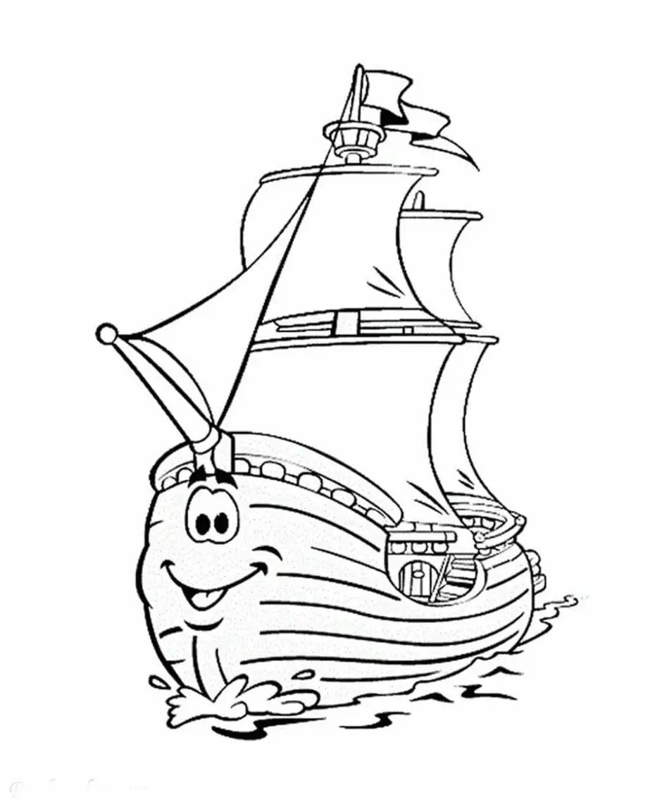 Пиратский корабль раскраска для детей