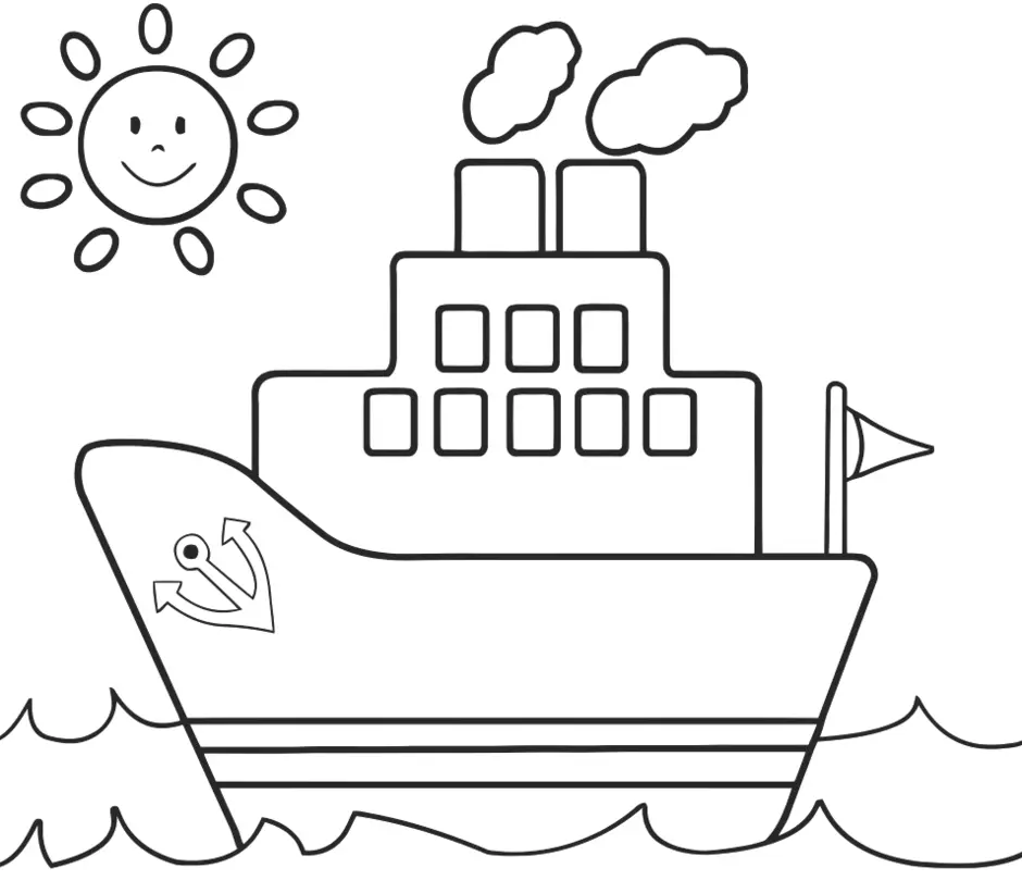Корабль раскраска для детей