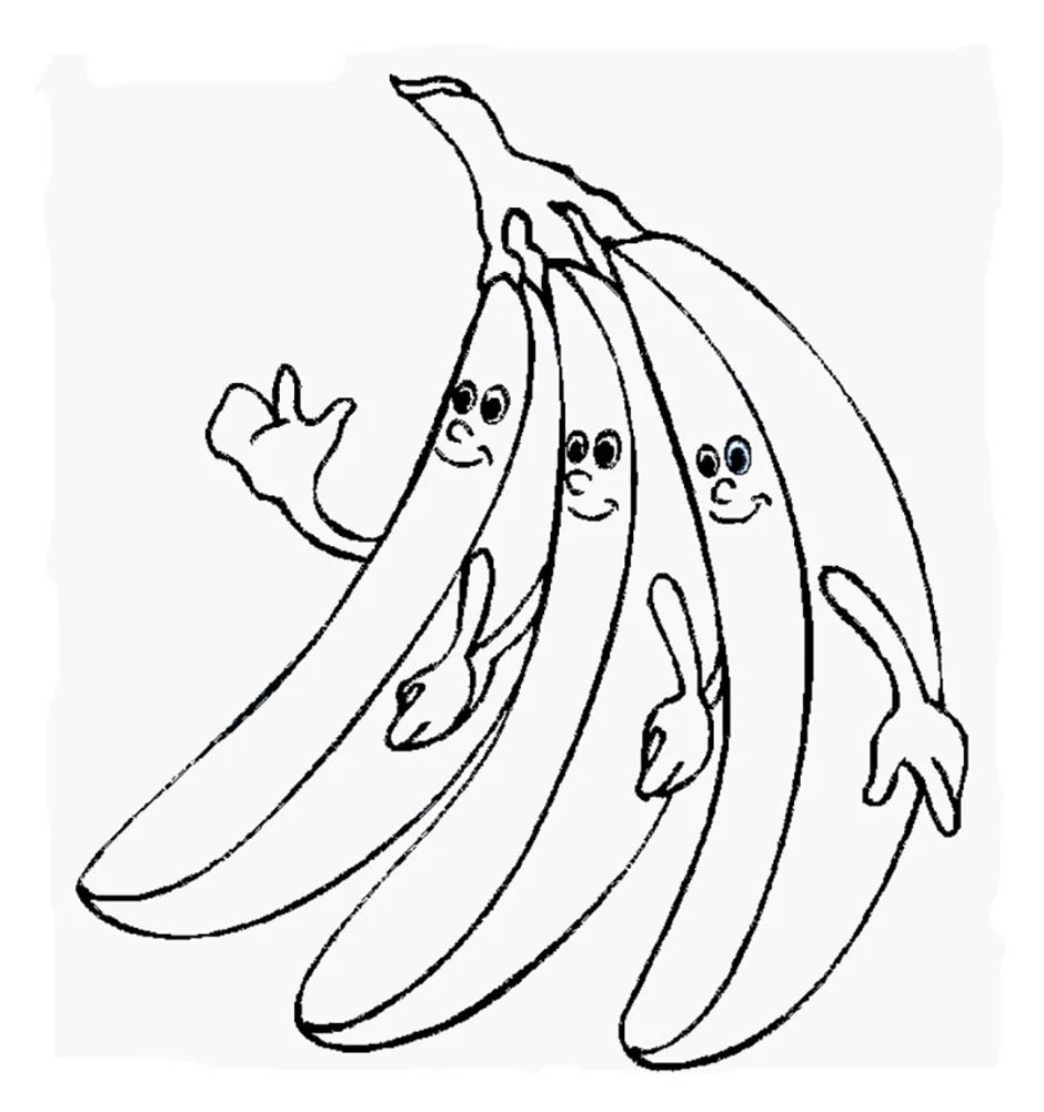 Раскраска банан с личиком