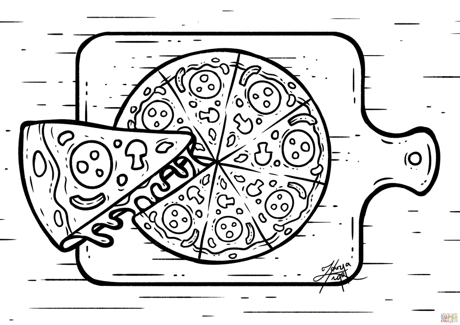 Раскраски еда пицца