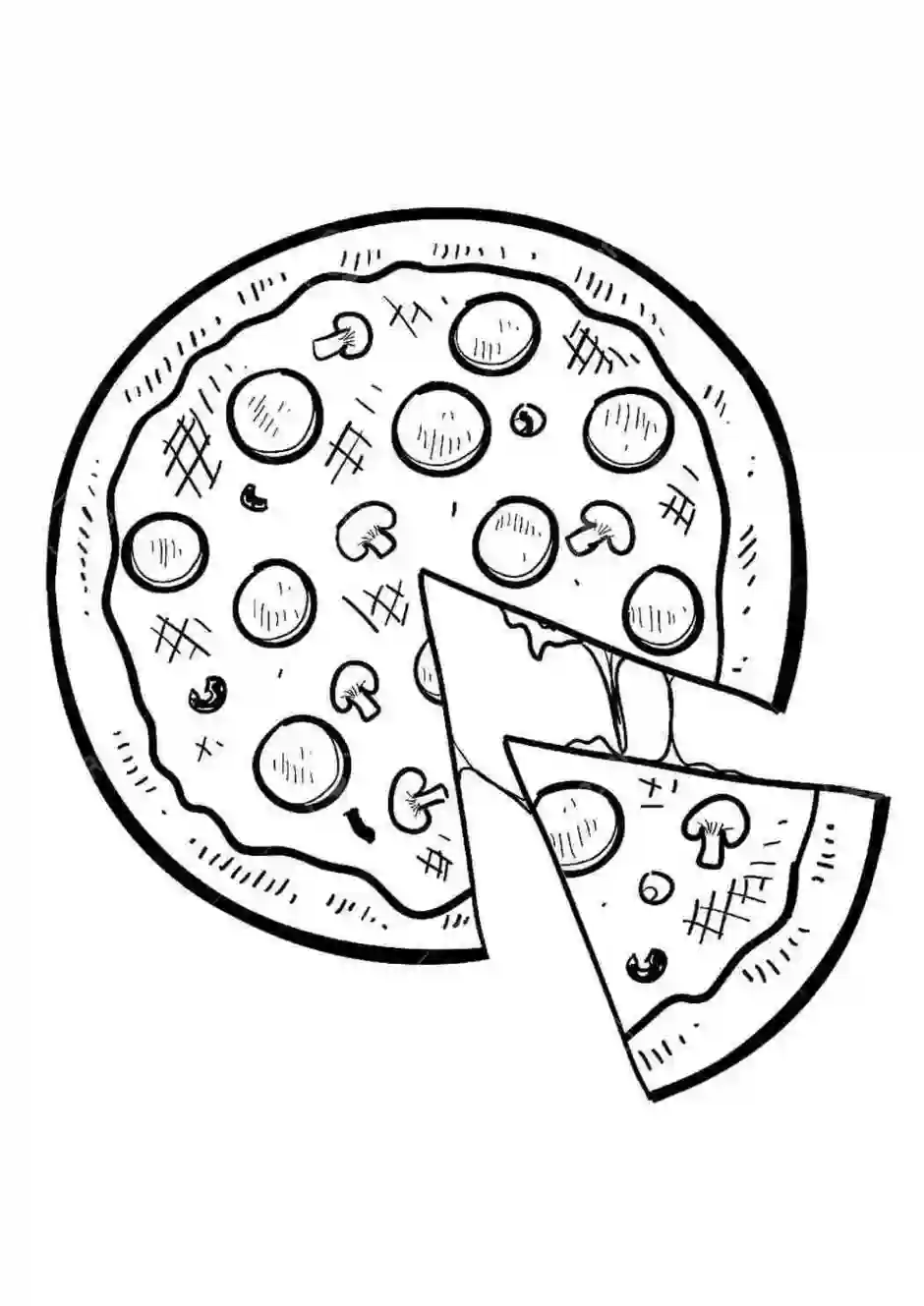 Пицца для рисования черно белая