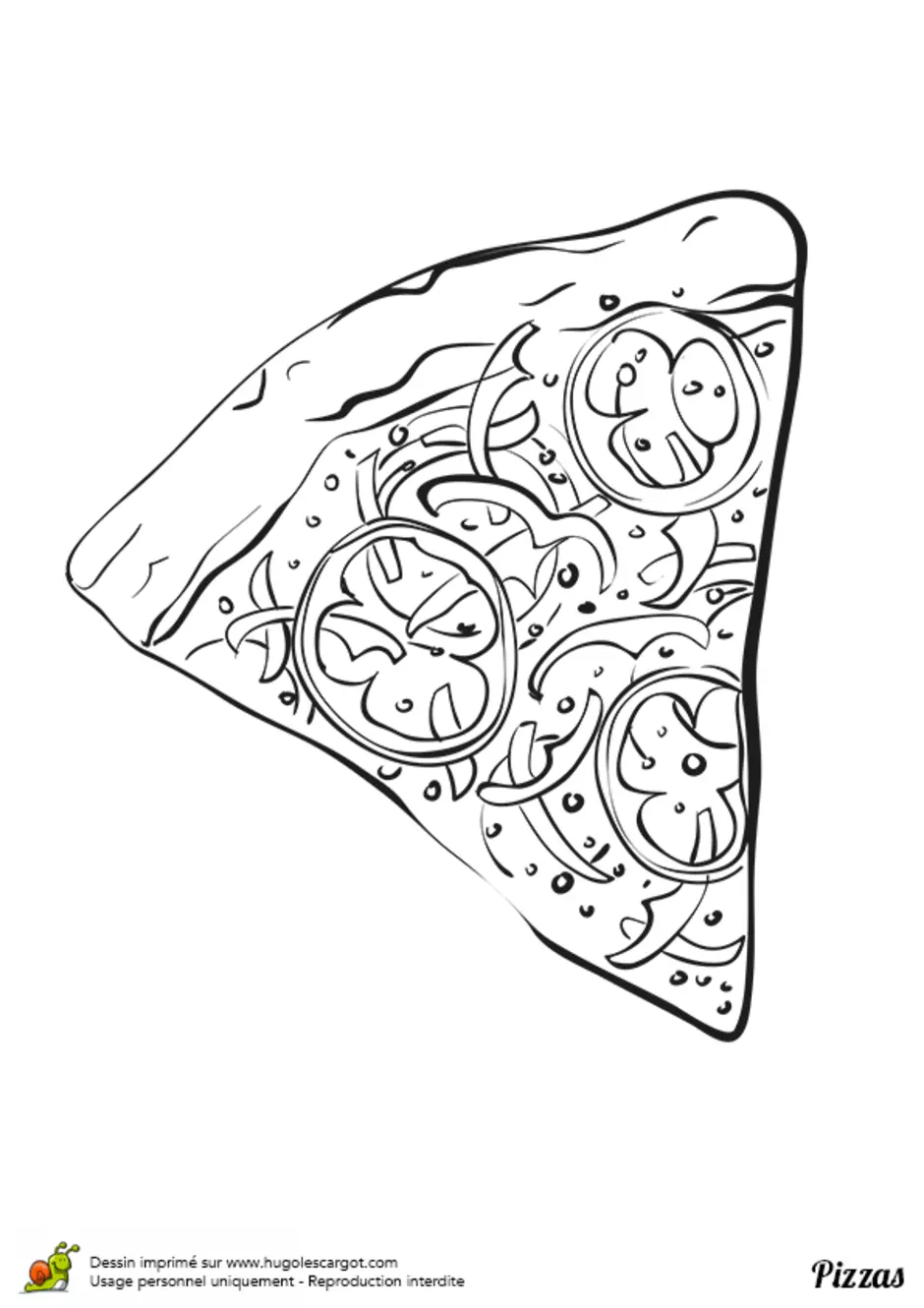 Кусок пиццы для раскрашивания
