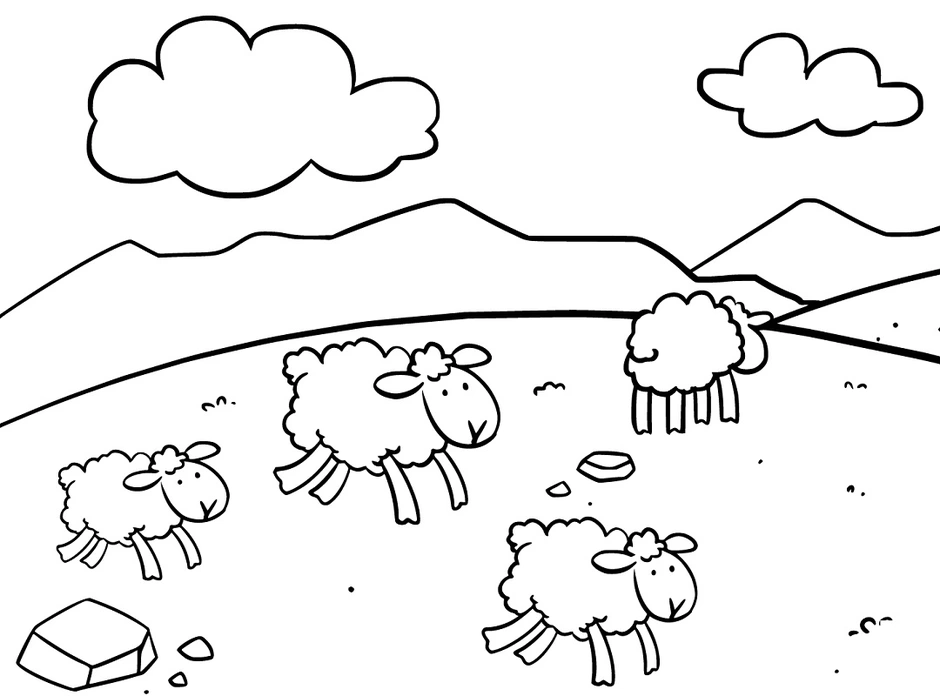 Стадо овец раскраска