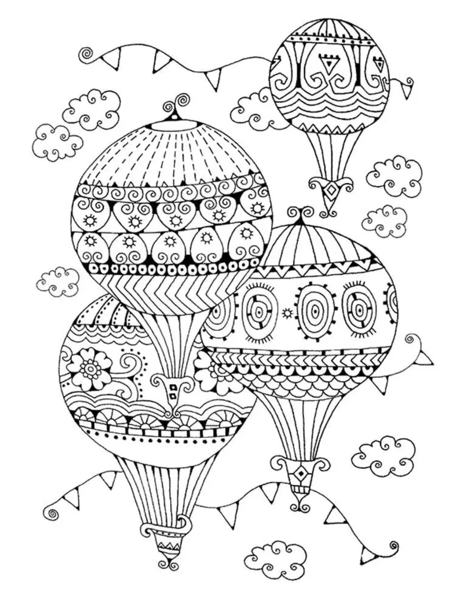 Раскраска для взрослых воздушный шар