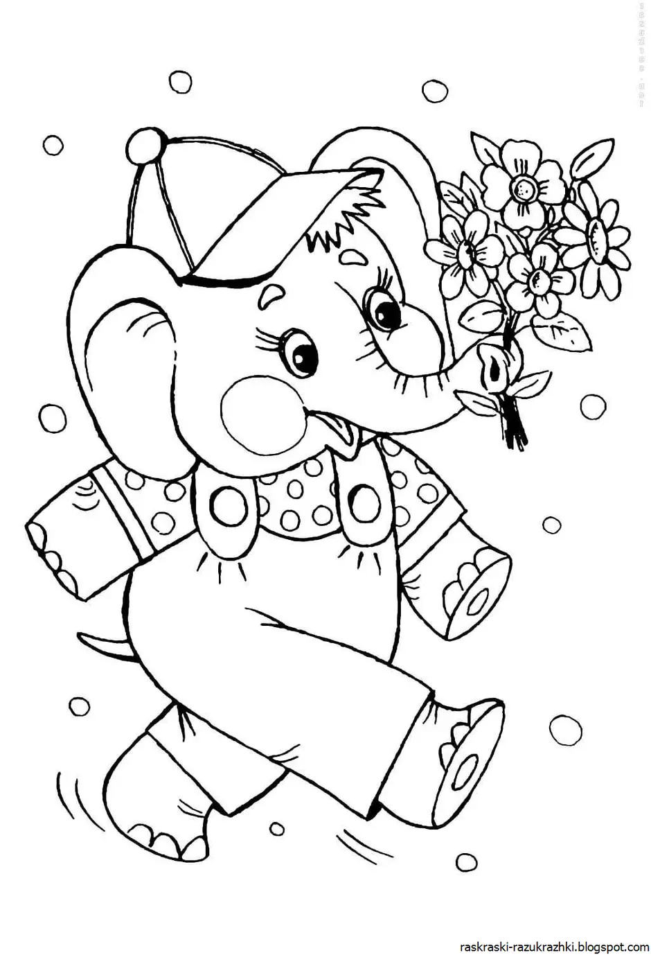 Слон раскраска для детей