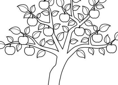 Раскраска дерево с яблоками