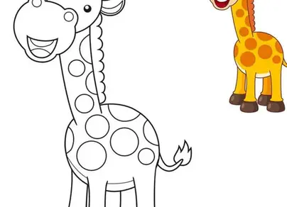 Жираф картинка для детей раскраска